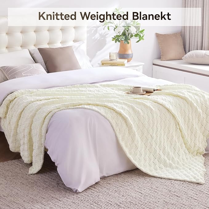 Knitted Weighted Blanket for Adult, No Beads Heavy Blanket 48” x 72'' 10lbs - Image 6