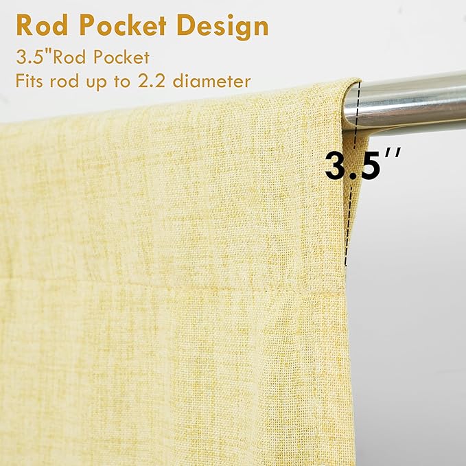 DriftAway Double Layer Linen Blackout Tie Up Curtains Thermal Insulated Fully - Image 3