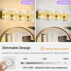 Modern LED Bathroom Light Fixtures Dimmable 4-Light Gold Vanity Light, 5CCT - Image 4