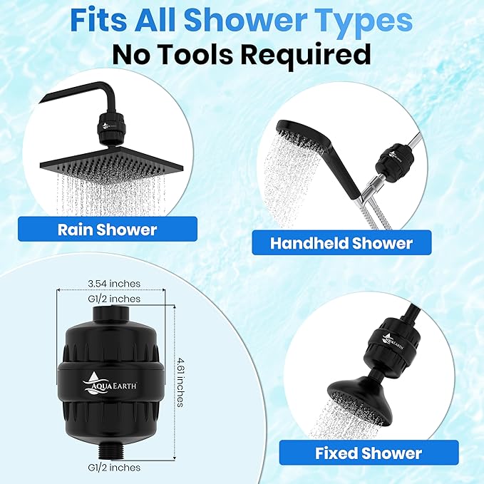Aqua Earth Shower Head Filter For Hard Water 20 Stages to Remove Chlorine - Image 5