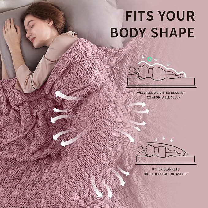 Knitted Weighted Blanket for Adult, No Beads Heavy Blanket 50” x 60'' 7lbs - Image 3