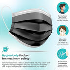 Black Disposable Face Mask, 3-Ply Adult Masks, Facial Cover - Image 3