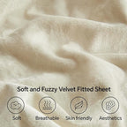 BEDELITE Velvet Fitted Sheet and Pillowcase Set, Luxury Soft Fuzzy Bottom Sheet - Image 3