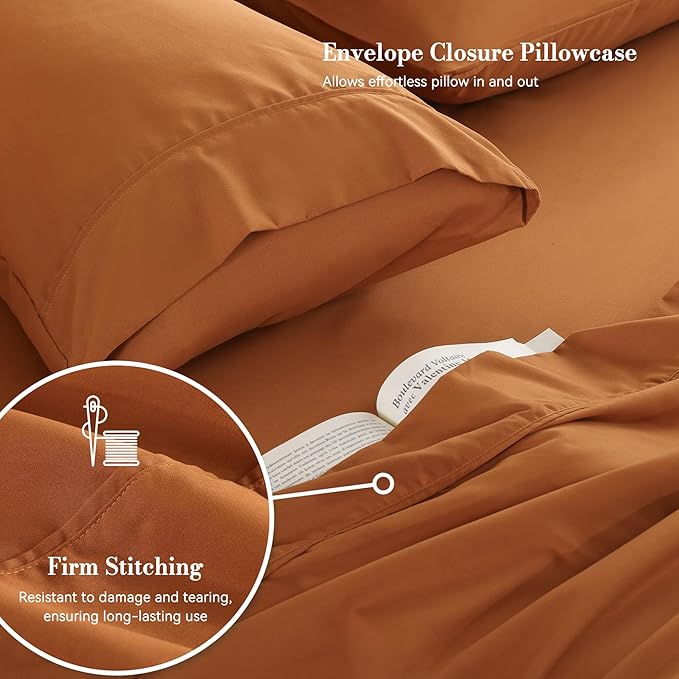 King Sheet Set 4 Piece, Soft Breathable Cooling Microfiber Bed Sheets - Image 4