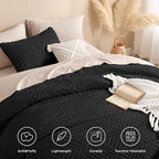 Andency Oversized King Comforter Set 120''x98'', 3 Pieces Black Soft Boho - Image 4