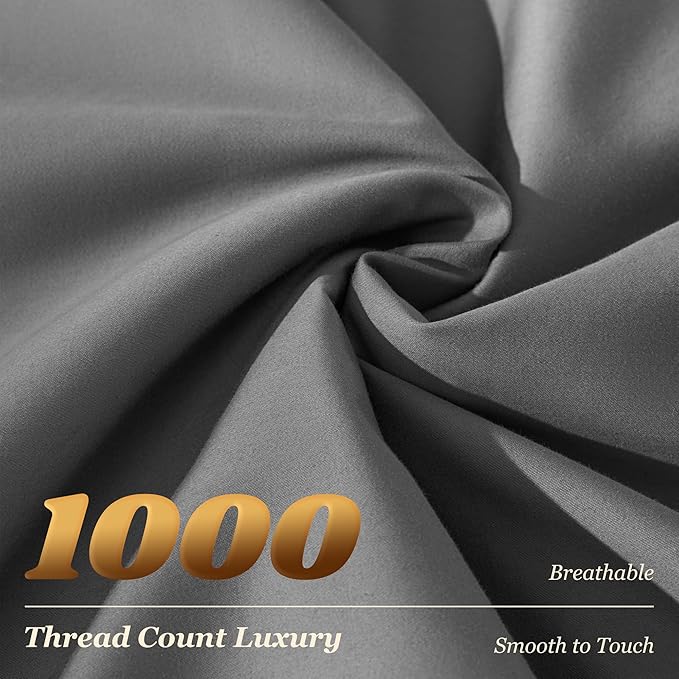 LBRO2M 100% Cotton Sheets Set Deep Pocket 19", 1000 Thread Count Full Size 4 - Image 4