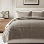 EVERGRACEHOME 100% Cotton Modern Lines Quilt Set Queen Size, Pre-Washed Soft by EVERGRACEHOME