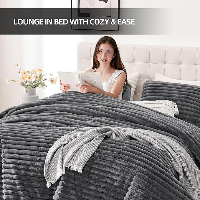 Smoofy Fluffy Full Size Comforter Sets 3 Pieces - Image 6
