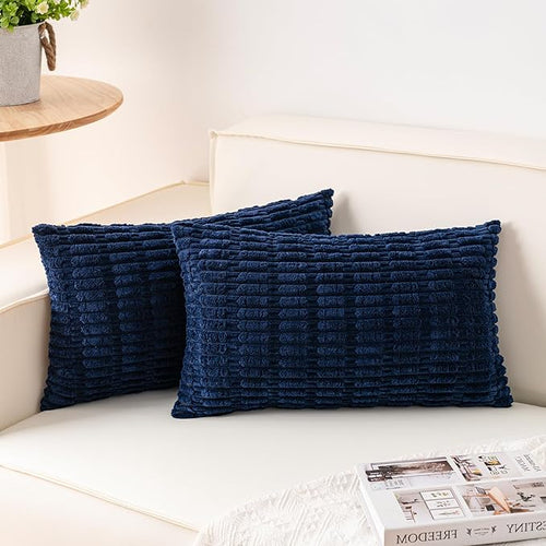 Aegero Pack of 2 Corduroy Decorative Throw Pillow Covers 12x24 Inch Soft by Unknown