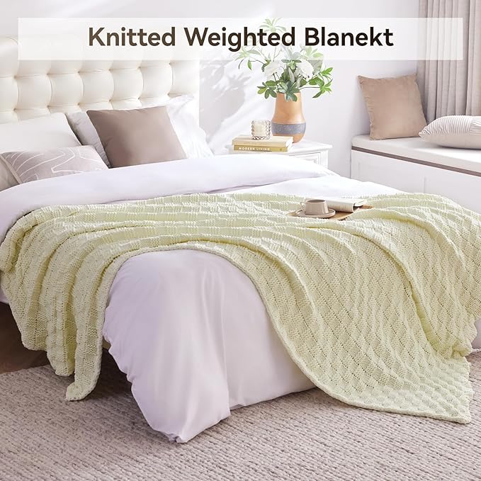 Knitted Weighted Blanket for Adult, No Beads Heavy Blanket 60” x 80'' 10lbs - Image 6