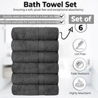 QUBA LINEN Hotel & Spa 100% Cotton Bath Towels Pack of 6, Ultra Soft, Quick Dry - Image 4