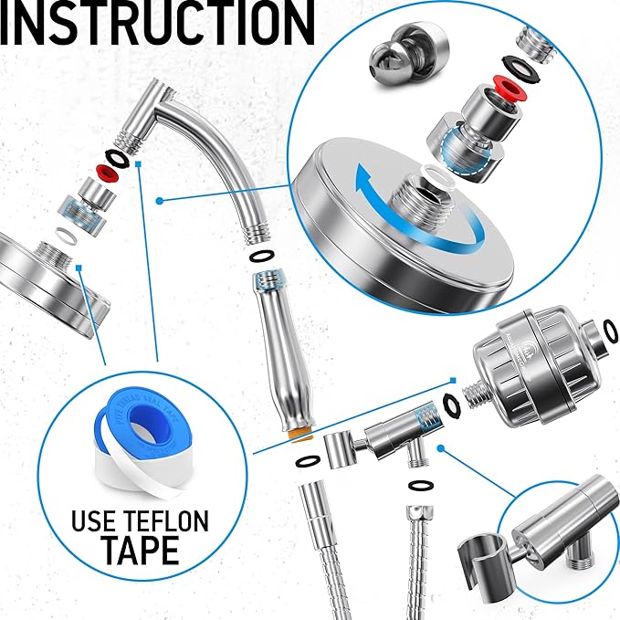 Filtered Handheld Shower Head & 20 Stage Shower Filter - Image 2