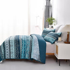 WONGS BEDDING Boho King Quilt Set, Lightweight Microfiber Bed Decor Bedspread - Image 3