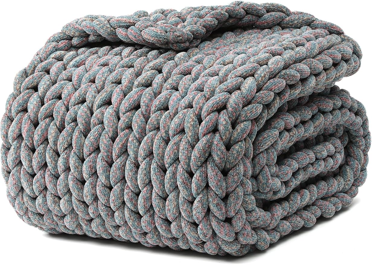 YnM Chenille Weighted Blanket, Handmade Chunky Knitted Design, Soft and Cozy by YNM