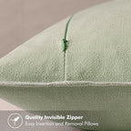 MIULEE Decorative Linen Pillow Covers 20x20 Inch Light Green ​Boho Farmhouse​ - Image 3