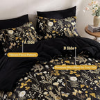 Yiran King Size Comforter Set, 7 Pieces Black Floral Soft Bedding Sets - Image 3