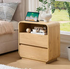 Modern Nightstand, 2 Storage Drawers Side Table, Large End Table Night Stand - Image 2