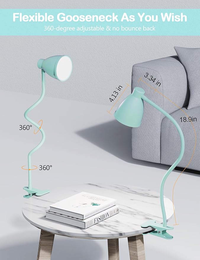 BOHON Desk Lamp with Clamp, 10W 38 LED Clip on Light, 5 Color 10 Brightness - Image 5