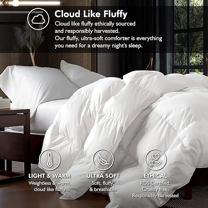 Luxurious Full Size Goose Down Fiber Waterfowl Feather Fiber Comforter Duvet - Image 2