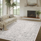 Gray Area Rug 5x8 Machine Washable Vintage Living Room Distressed Non Slip - Image 5