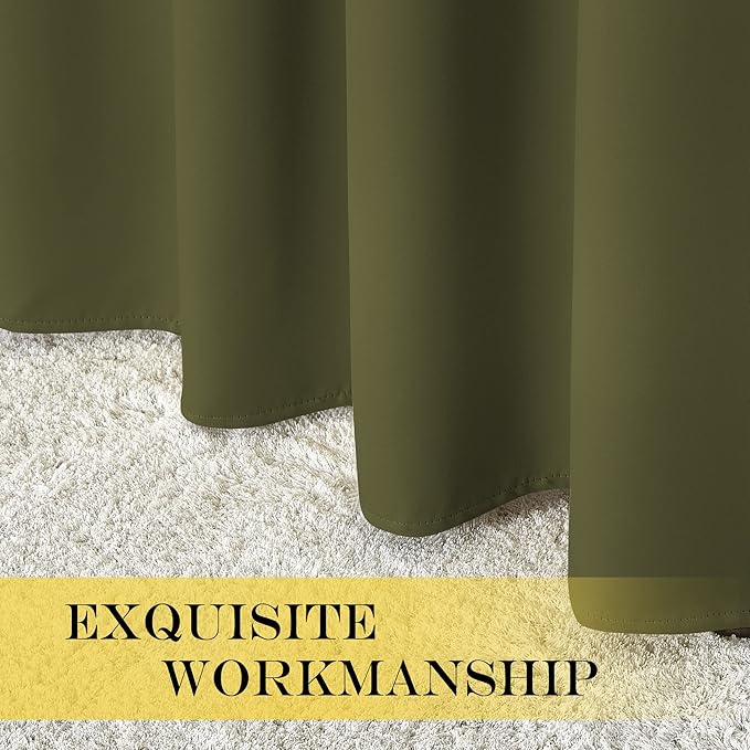 NICETOWN Olive Bedroom Curtains 72 inches Long, Grommet Blackout Thermal - Image 5