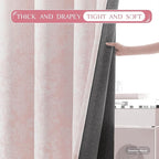 Beauoop Pink Floral Jacquard Blackout Curtains 63 Inches Long 2 Panels - Image 5