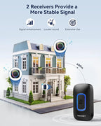 TECKNET Wireless Doorbell with 2 Portable Receivers, Battery Powered Doorbell - Image 2