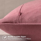 MIULEE Decorative Linen Pillow Covers 18x18 Inch Cranberry Red ​Boho Farmhouse​ - Image 3