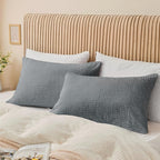 BEDELITE Flannel King Size Pillow Cases Set of 2, Decorative Waffle Weave - Image 4