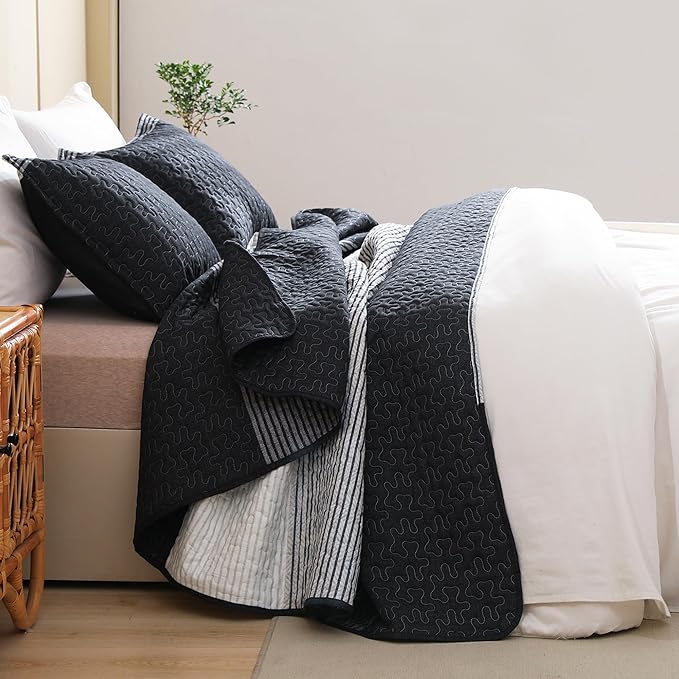 Litanika Quilt King Size Black, Soft Lightweight Polyester Comforter Bedding Set - Image 2