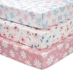 Baby Mini Crib Sheets Girl, Portable 38”x26” Pack and Play Sheets Fitted by FIEMOL