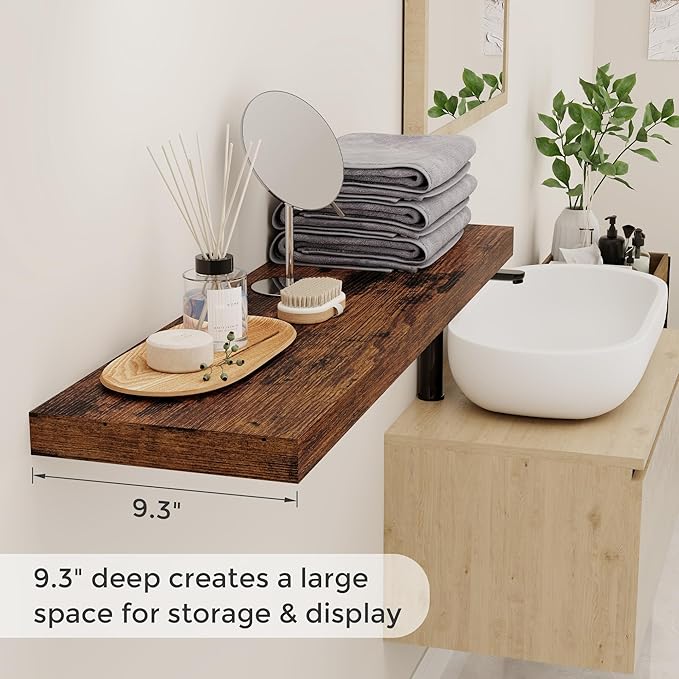40 Inch Floating Shelves for Wall, 9.3 Inch Deep Shelves for Books & Decor - Image 4