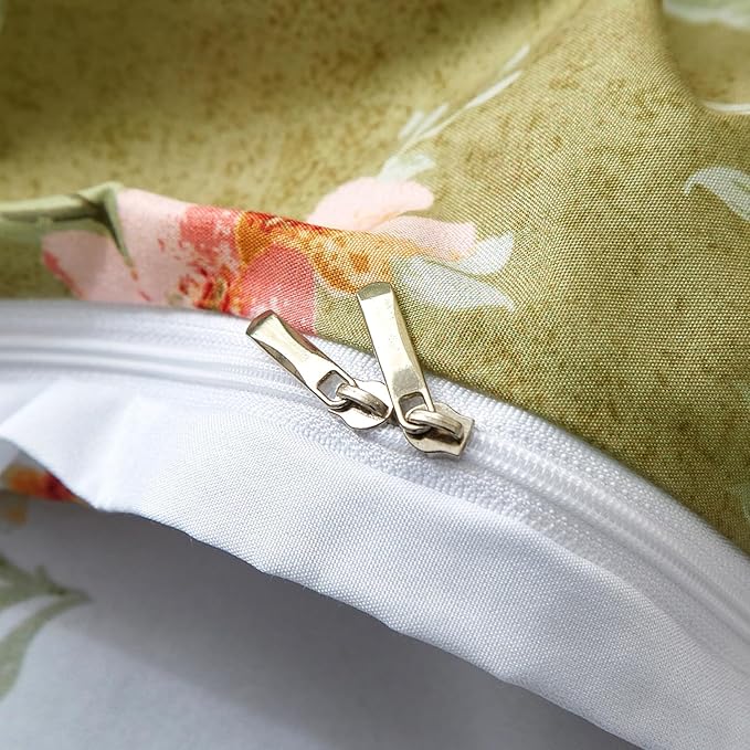 mixinni Duvet Cover Full Size, Long Staple Cotton Reversible Green Floral Duvet - Image 6