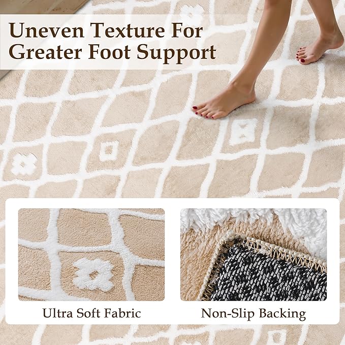 Beige 5x7 Area Rug Moroccan Shag Living Room Washable Carpet Soft Non Shedding - Image 2