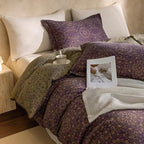 mixinni Purple Green Floral Duvet Cover King Size, Elegant Double-Layer Yarn - Image 2