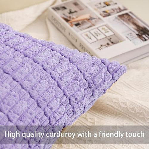 Aegero Pack of 2 Corduroy Decorative Throw Pillow Covers 18x18 Inch Soft - Image 2
