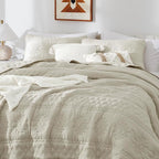 WDCOZY Beige Boho Oversized California Cal King Size Quilt Bedding Set - Image 3