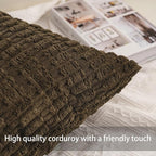 Aegero Pack of 2 Corduroy Decorative Throw Pillow Covers 18x18 InchSoft Boho - Image 2