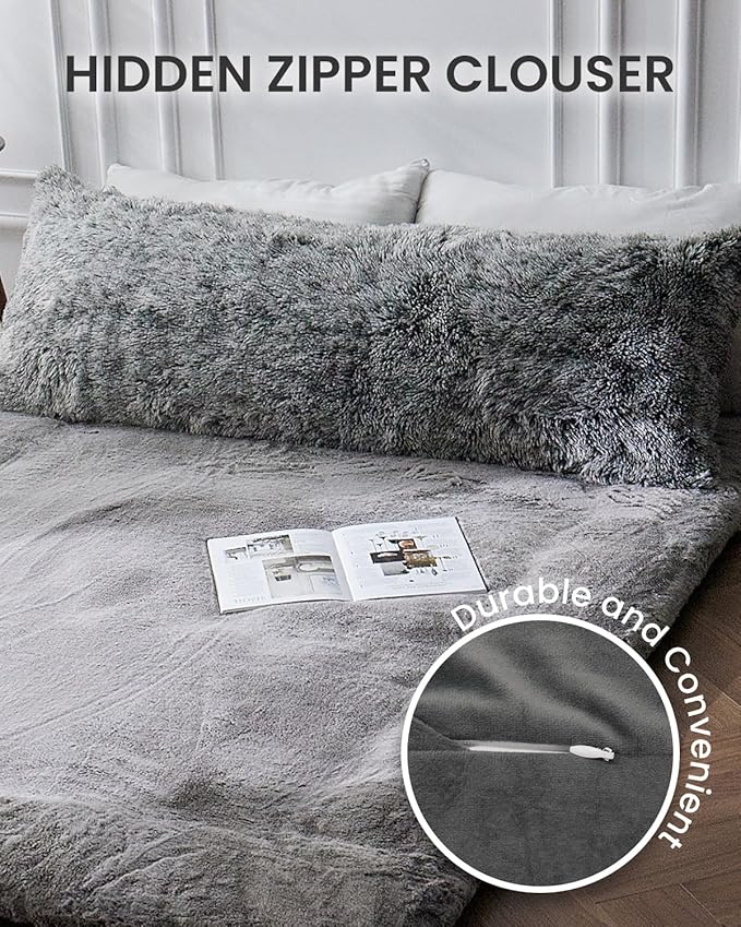 ZonLi Fuzzy Body Pillow Cover, Faux Fur Long Pillow Cover - Image 3