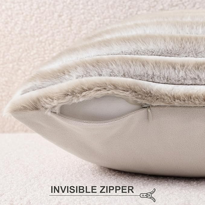 Pallene Faux Fur Plush Throw Pillow Covers 22x22 Set of 2, Luxury Soft Fluffy - Image 3