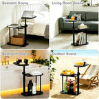 3-Tier Freestanding Bathtub Tray Table, Bamboo Swivel Bathtub Side Table - Image 6