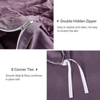 JELLYMONI Purple Duvet Cover Full Size, Soft Breathable Seersucker Duvet Cover - Image 5
