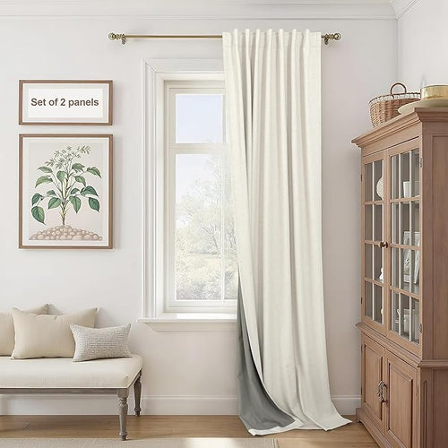 60 Inch Extra Wide Curtains for Windows 120 to 140 Blackout Linen 90 Inch Long by Pitalk