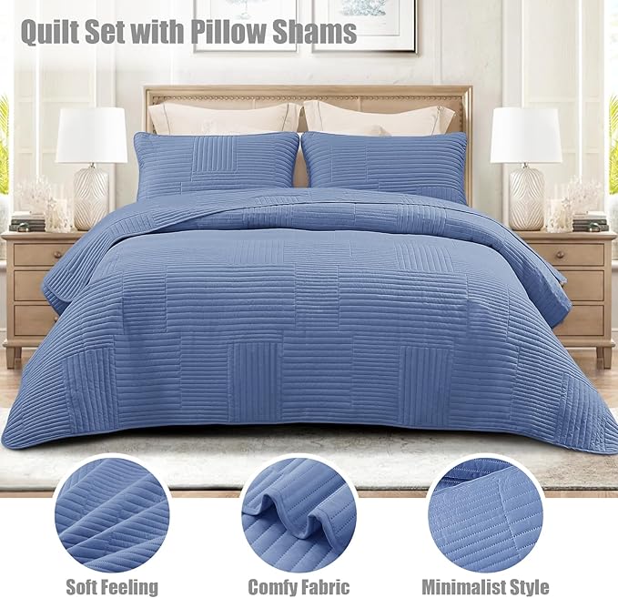 Whale Flotilla Ultra Soft Twin Quilt Bedding Set, Lightweight Microfiber Bluish - Image 3