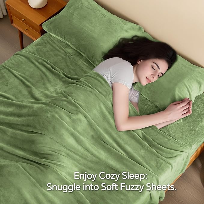 BEDELITE Flannel Sheets Full Size Green - Image 3