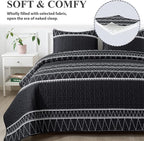 Andency Black Oversized Super King Quilt Set, 3 Pieces Boho Lightweight Soft - Image 3
