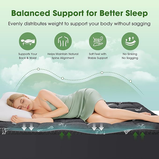 Mattress Pad King Size, Cooling Pillow Top Mattress Topper, Ultra Soft Viscose - Image 4