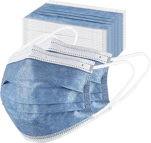 akgk Disposable Face Masks 100Pcs, 3 Layer Protective Face Mask Navy Blue Face by akgk