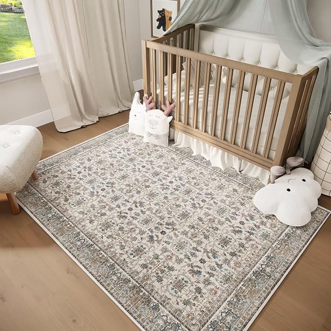Washable 3x5 Entryway Rug, Boho Non-Slip Vintage Distress Small Rugs - Image 3