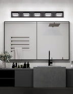 VOLISUN Modern 5-Light, 40-Inch Black Bathroom Vanity Light Fixtures, 360 - Image 3